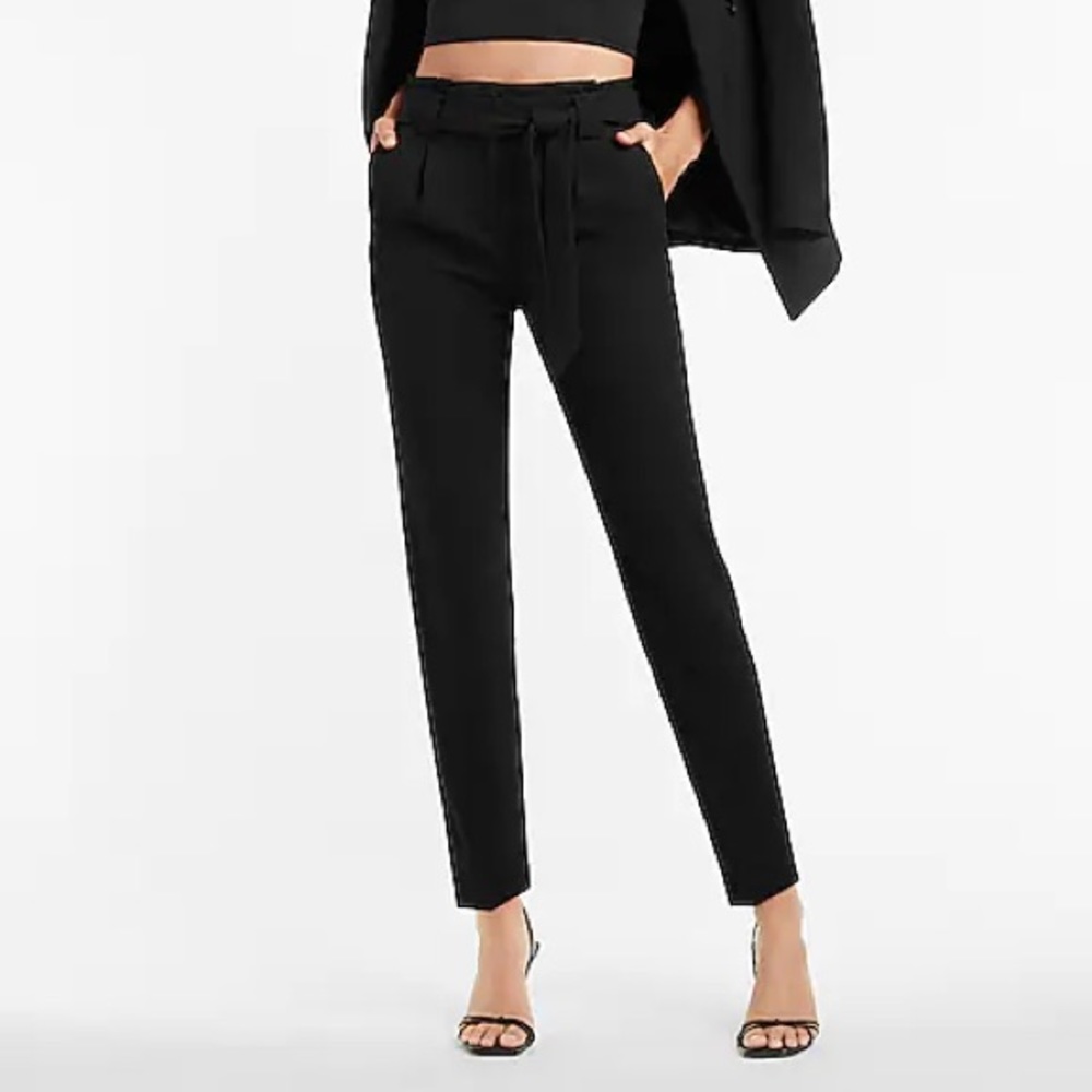 High Waisted Paperbag Ankle Pant